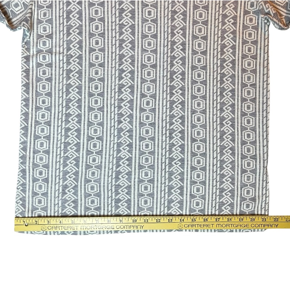 VTG Pebble Court 3/4 Sleeve Shirt Top Women Medium Bohemian Geometric Aztec Gray - Picture 14 of 16